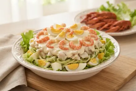Фото Салат с раковыми шейками и рыбой