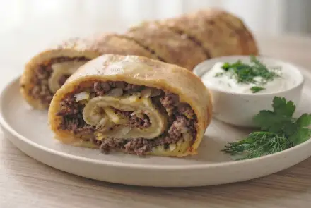 Фото Ленивые манты с мясом и картофелем