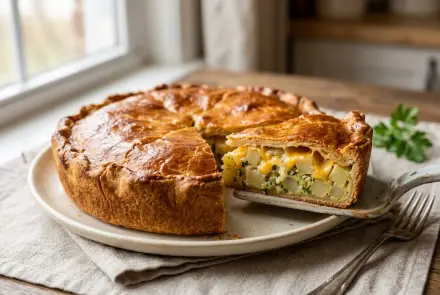 Фото Заливной пирог с картошкой и сыром в духовке