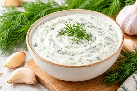 Фото Сметанный соус с чесноком и укропом