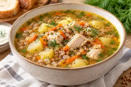 Фото Гречневый суп с курицей