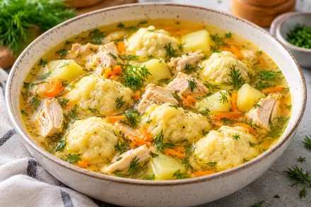 Фото Суп с клецками и курицей