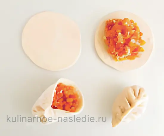 Ароматные манты с мясом и тыквой в нежном тесте - шаг 4 (изображение)
