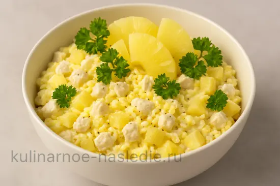 Салат с ананасом и курицей с чесночной ноткой - шаг 7 (изображение)