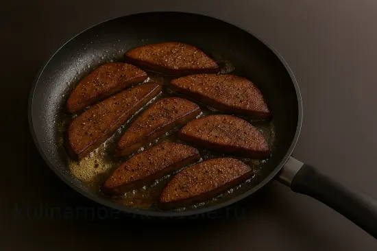 Печень по-гусарски с яблоками и сливочным соусом - шаг 5 (изображение)