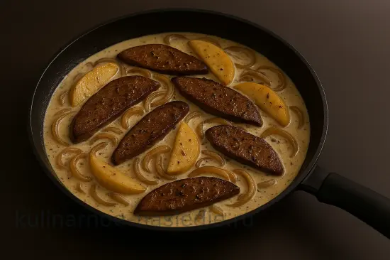 Печень по-гусарски с яблоками и сливочным соусом - шаг 6 (изображение)