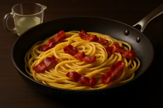 Итальянская паста Карбонара с беконом и пармезаном - шаг 4 (изображение)