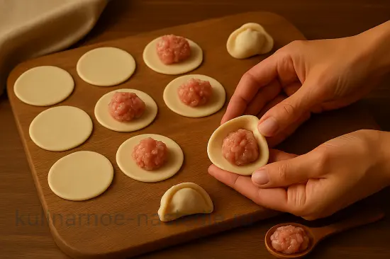 Домашние пельмени с мясной начинкой - шаг 4 (изображение)