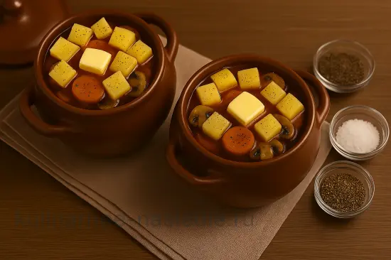 Жаркое из говядины с картошкой и грибами в горшочках - шаг 9 (изображение)