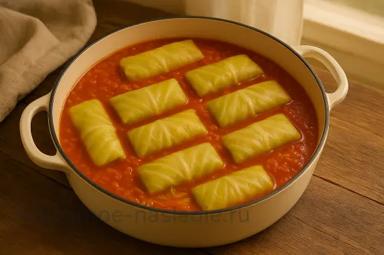 Сочные голубцы с мясом и рисом в томатном соусе - шаг 7 (изображение)