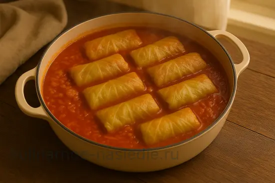 Сочные голубцы с мясом и рисом в томатном соусе - шаг 8 (изображение)
