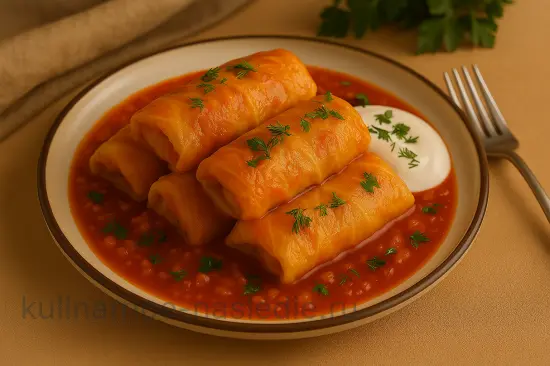 Сочные голубцы с мясом и рисом в томатном соусе - шаг 9 (изображение)