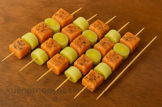 Мини-шашлычки из красной рыбы с цитрусовым соусом - шаг 3 (изображение)