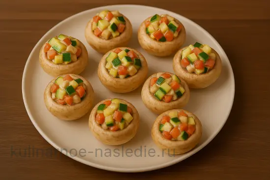 Фаршированные шампиньоны с овощами в духовке - шаг 5 (изображение)