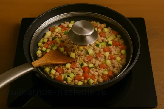Сочная запеканка с куриным фаршем, кабачками и сырным соусом - шаг 6 (изображение)