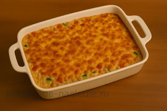 Сочная запеканка с куриным фаршем, кабачками и сырным соусом - шаг 11 (изображение)