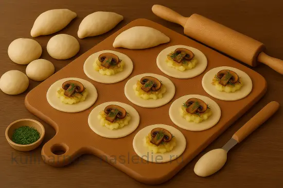 Жареные пирожки с грибами и картофелем - шаг 8 (изображение)