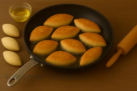 Жареные пирожки с грибами и картофелем - шаг 9 (изображение)