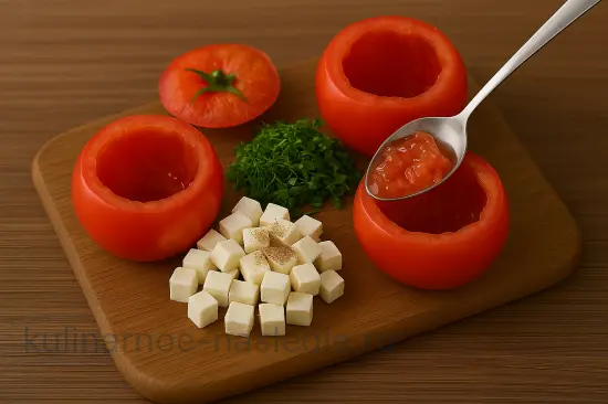 Запечённые помидоры с курицей, сыром и цукини - шаг 4 (изображение)