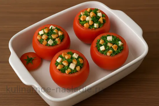 Запечённые помидоры с курицей, сыром и цукини - шаг 5 (изображение)