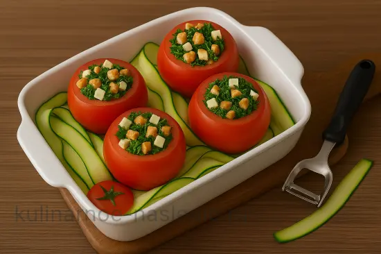 Запечённые помидоры с курицей, сыром и цукини - шаг 6 (изображение)