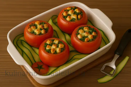 Запечённые помидоры с курицей, сыром и цукини - шаг 7 (изображение)