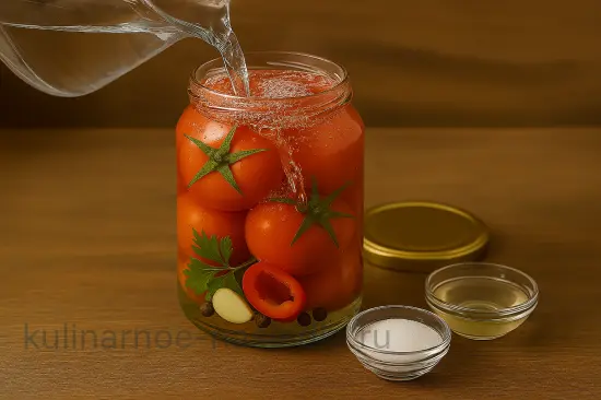 Маринованные помидоры с сельдереем и чесноком на зиму - шаг 6 (изображение)