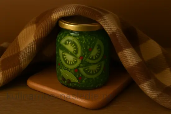 Острые маринованные зеленые помидоры с хреном и чесноком на зиму - шаг 10 (изображение)