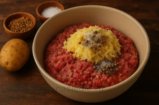 Сочные котлеты из говядины и курицы с перцами на углях - шаг 1 (изображение)