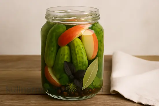 Маринованные огурцы с яблоками на зиму - шаг 5 (изображение)