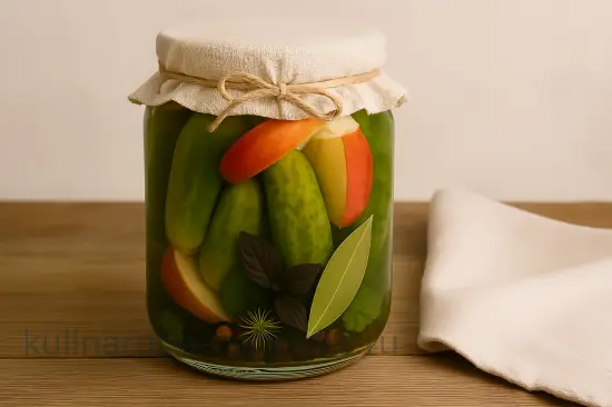 Маринованные огурцы с яблоками на зиму - шаг 7 (изображение)