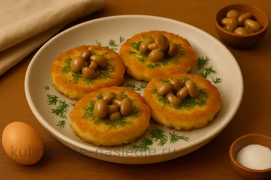 Драники с маринованными грибами и укропом - шаг 6 (изображение)