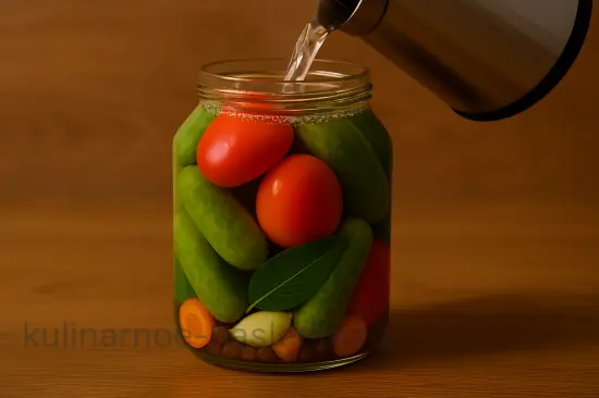 Сладкие маринованные огурцы с помидорами на зиму - шаг 6 (изображение)