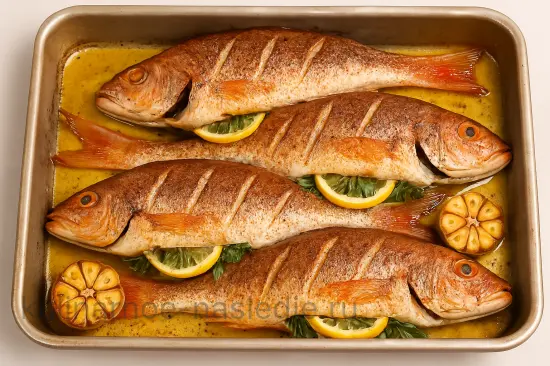 Морской окунь, запеченный с ароматными травами и чесноком - шаг 5 (изображение)