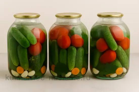 Сладкие маринованные огурцы и помидоры на зиму ассорти - шаг 3 (изображение)