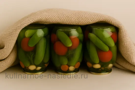 Сладкие маринованные огурцы и помидоры на зиму ассорти - шаг 6 (изображение)