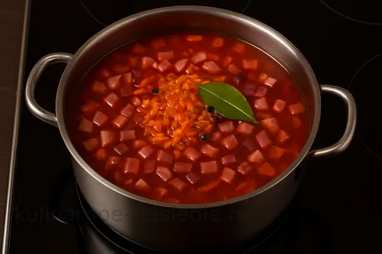 Сборная мясная солянка с колбасой и копчёностями - шаг 5 (изображение)