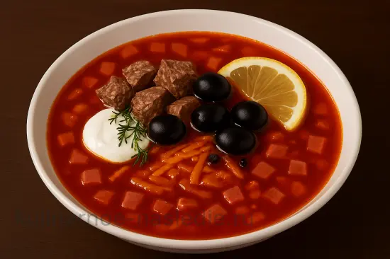 Сборная мясная солянка с колбасой и копчёностями - шаг 6 (изображение)
