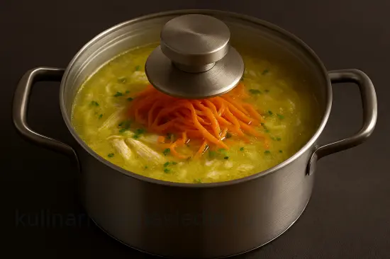 Куриный суп с манкой и морковкой по-корейски - шаг 6 (изображение)
