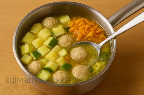 Сырный суп с куриными фрикадельками и кабачком - шаг 5 (изображение)