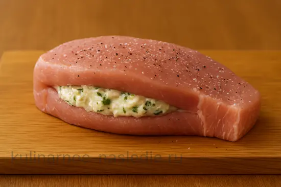 Карбонад с сырно-зеленой начинкой в духовке - шаг 5 (изображение)