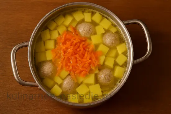 Суп с фрикадельками и звездочками - шаг 4 (изображение)