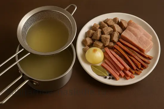 Солянка сборная мясная с копченостями и солеными огурцами - шаг 2 (изображение)
