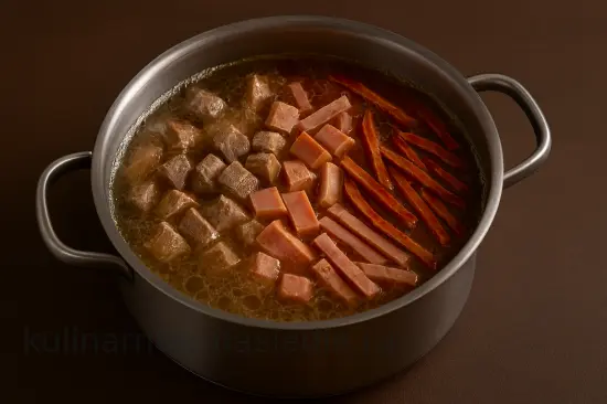 Солянка сборная мясная с копченостями и солеными огурцами - шаг 4 (изображение)