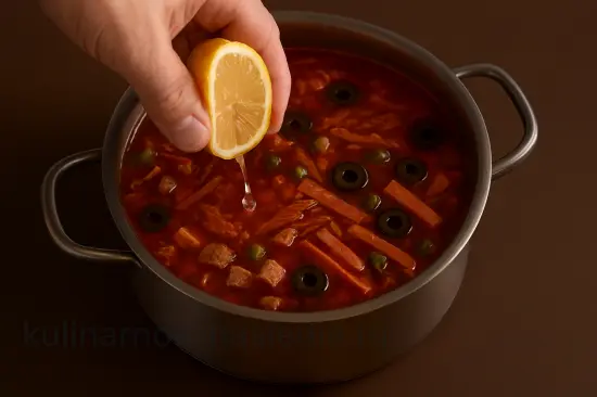 Солянка сборная мясная с копченостями и солеными огурцами - шаг 5 (изображение)