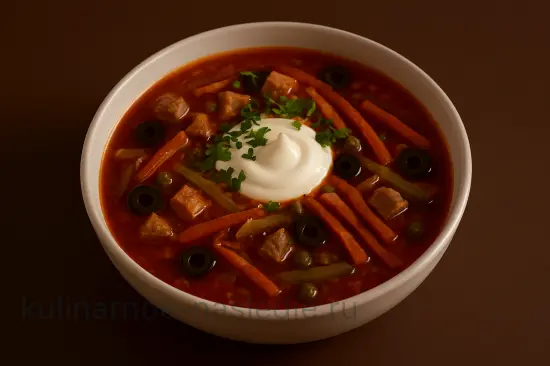 Солянка сборная мясная с копченостями и солеными огурцами - шаг 6 (изображение)