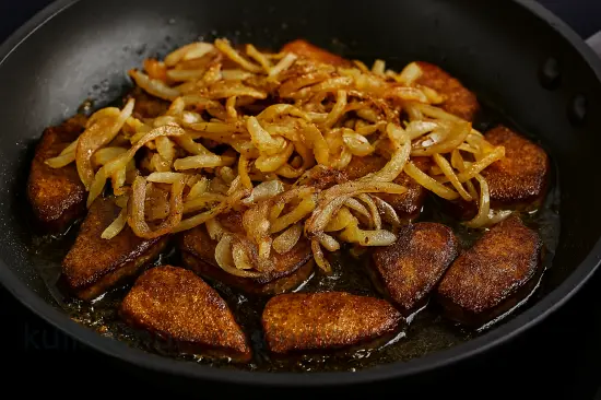 Жареная печень с луком: нежная, сочная и без горечи - шаг 13 (изображение)