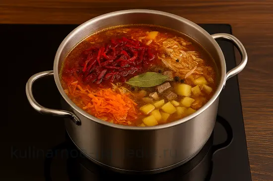 Настоящий Украинский борщ с говядиной и пампушками - шаг 5 (изображение)