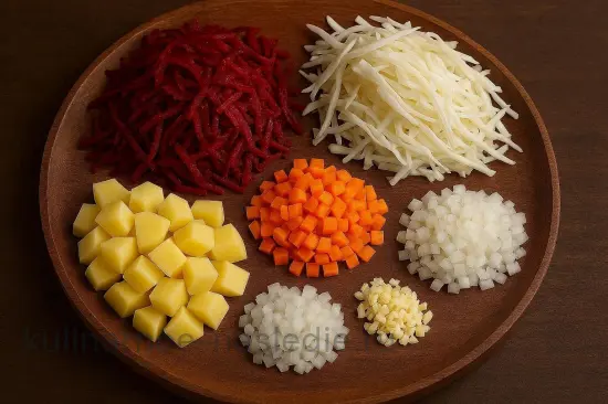 Классический красный борщ с мясом и капустой - шаг 2. Подготовка овощей