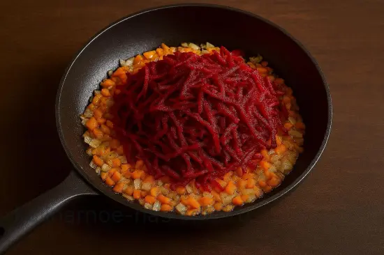 Классический красный борщ с мясом и капустой - шаг 4. Приготовление свекольной заправки